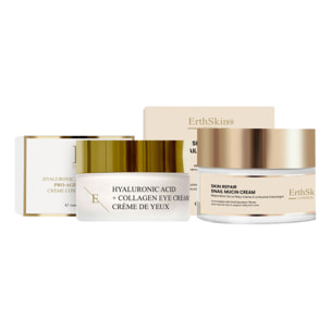Crema reparadora de caracol para la piel + Crema contorno de ojos antiedad