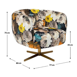 Fauteuil pivotant Pivoines jaunes Kare Design