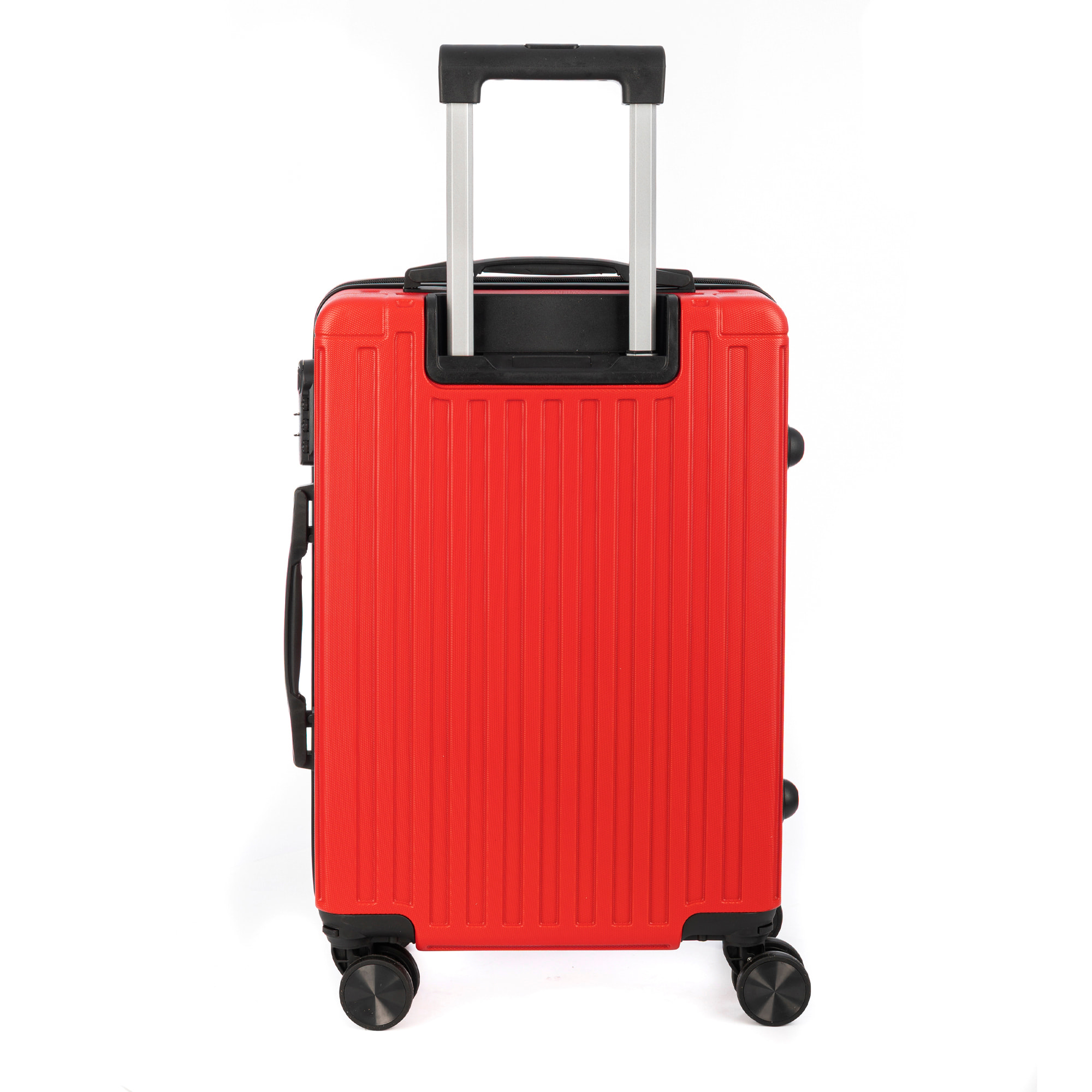 DAM Set di 3 valigie Trolley, in materiale leggero ABS ad alta resistenza con angoli rinforzati. Chiusura numerica e 4 ruote doppie rimovibili e girevoli a 360°. 51x30x77 Cm. Colore: Rosso