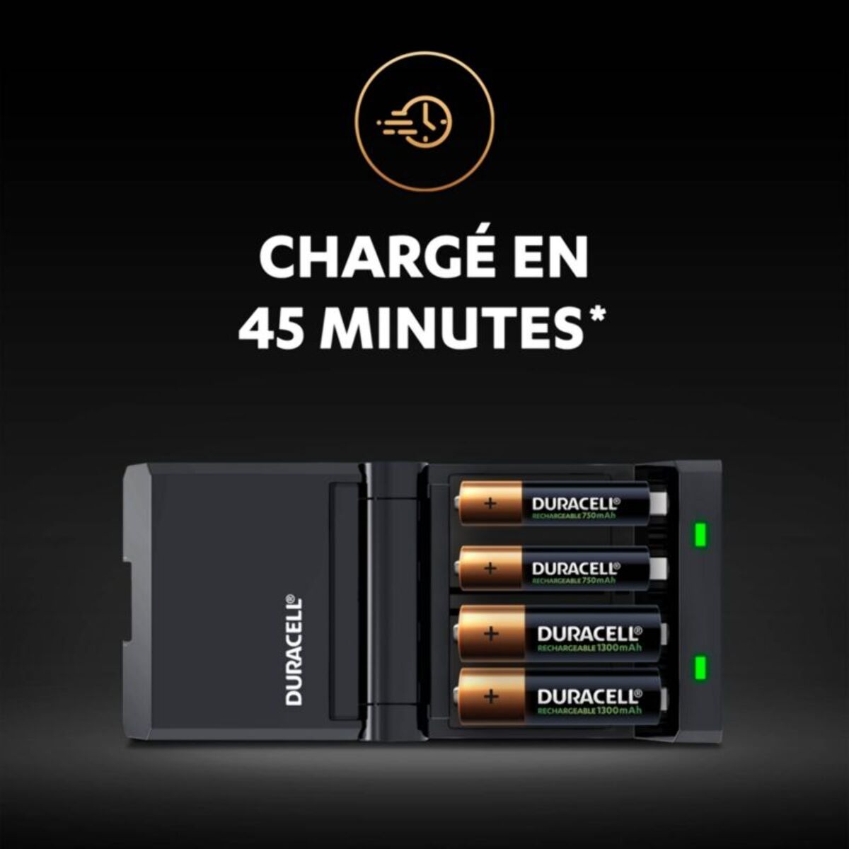 Chargeur secteur DURACELL 15 Min CEF27 + AA/AAA x2