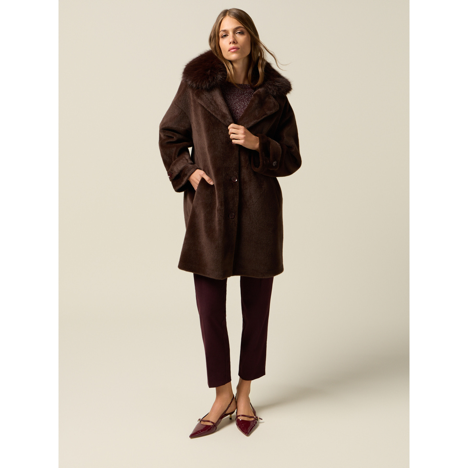 Oltre - Cappotto in tessuto morbido - Marrone