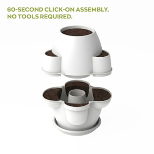 Oasi - Fioriera Da Giardino 80x80x80 Cm Con 6 Tasche Perimetrali E Sottovaso Bianco