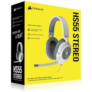 Casque gamer CORSAIR HS55 Stereo Headset white