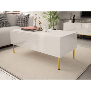 Celeste - table basse - 120 cm - style contemporain - Blanc / Doré