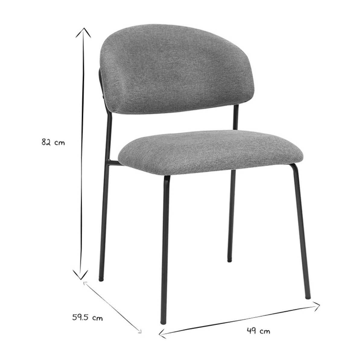 Chaises en tissu effet velours texturé terre brûlée et métal noir (lot de 2) BENTA