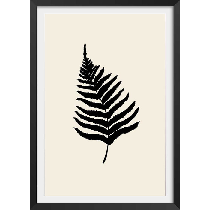 Affiche deco black fougères Affiche + cadre en bois - Noir