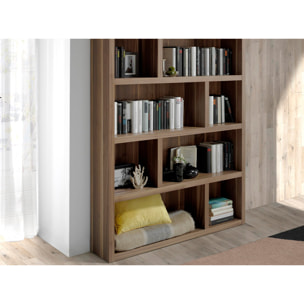 Estantería en madera chapada en nogal 126x25x197cm