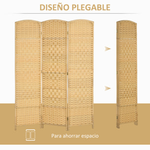 Biombo Plegable de 3 Paneles 135x180 cm Biombo Separador de Ambientes Pantalla de Privacidad de Polipropileno para Oficina Dormitorio Natural