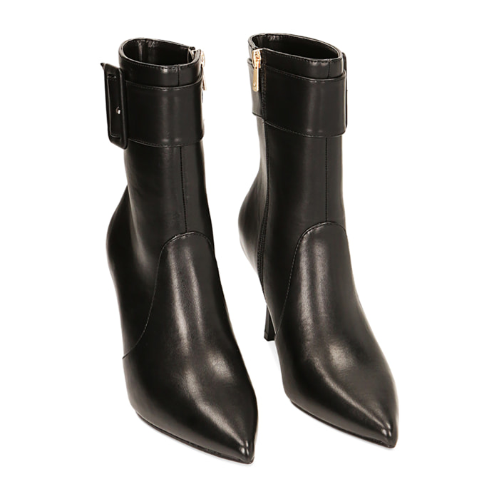 Botines negros con hebilla tacón 8,5 cm