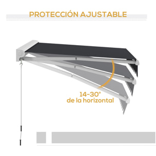 Toldo Eléctrico Retráctil y Manual con Mando a Distancia 2,5x2 m Toldo de Exterior Terraza Enrollable con Manivela y Marco de Aluminio para Jardín Puerta Ventana Gris