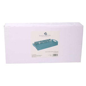 Vassoio in metallo cavalluccio verde acqua rettangolare cm41x20h6