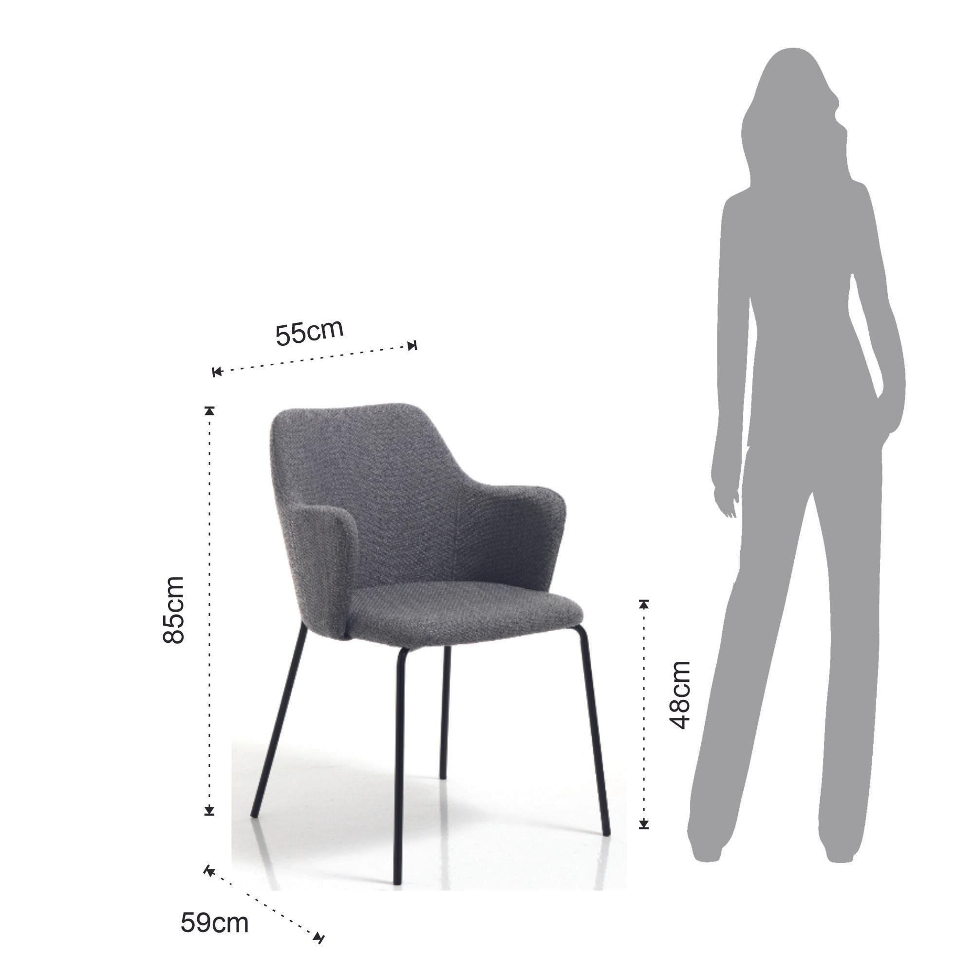 Tomasucci Set 2 sedie SONIA DARK GREY grigio