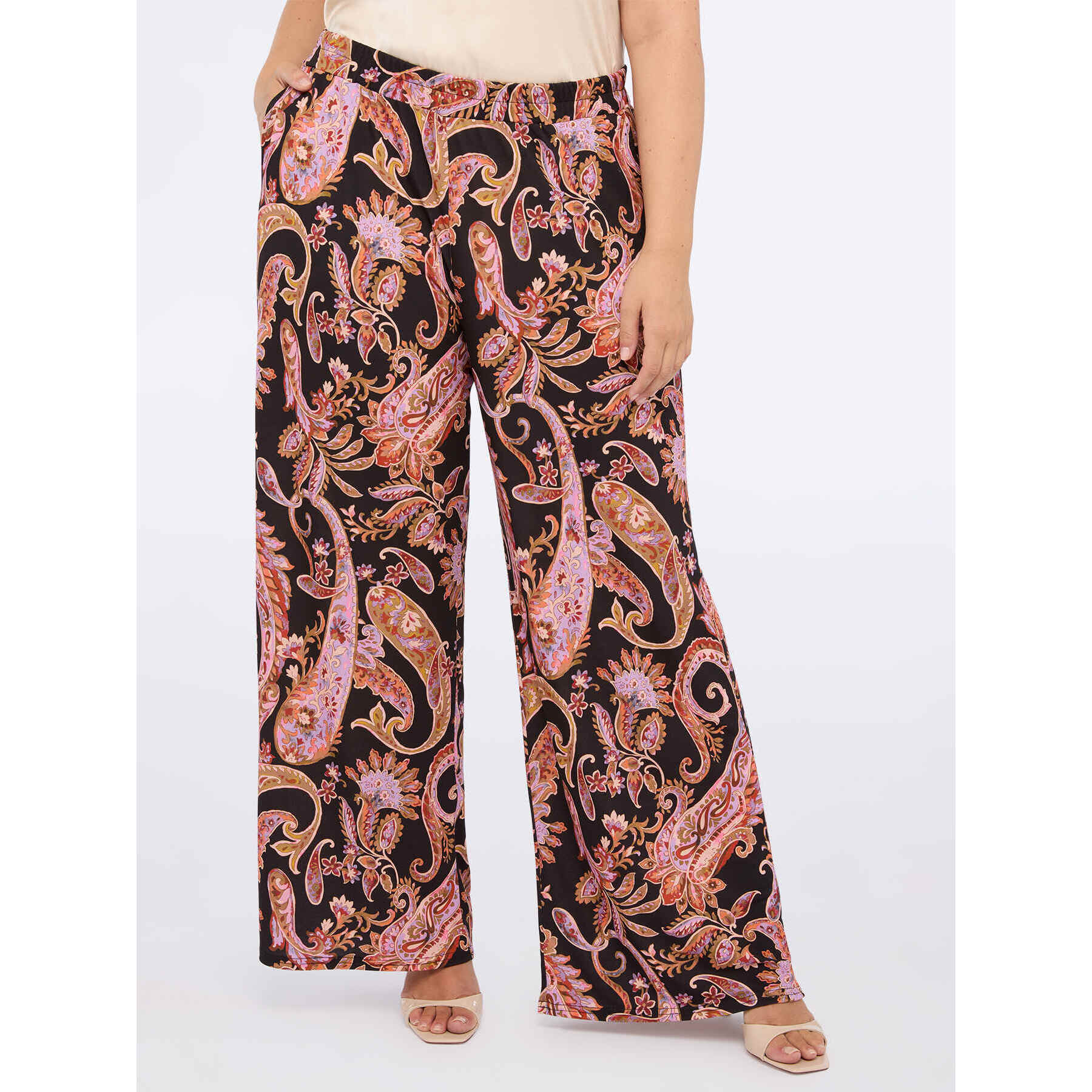 Fiorella Rubino - Pantaloni wide leg in jersey con stampa bandana - Nero