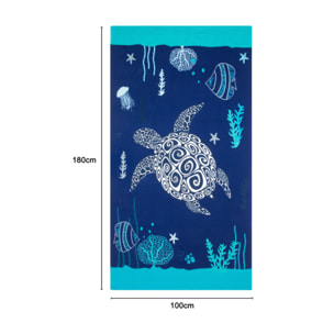 Telo Mare Grande 100x180 Spugna Maui Fondale Marino D14