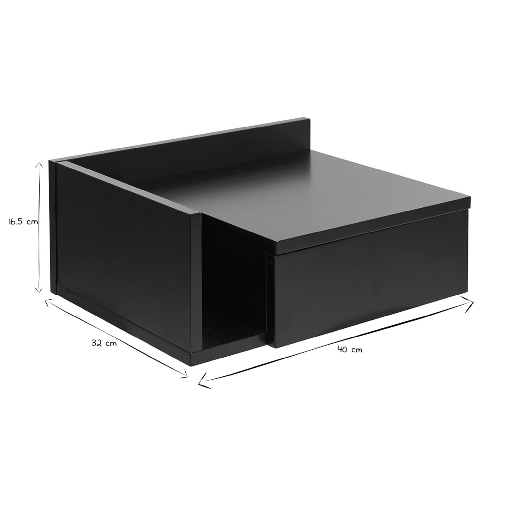 Table de chevet murale noire avec tiroir NASTY