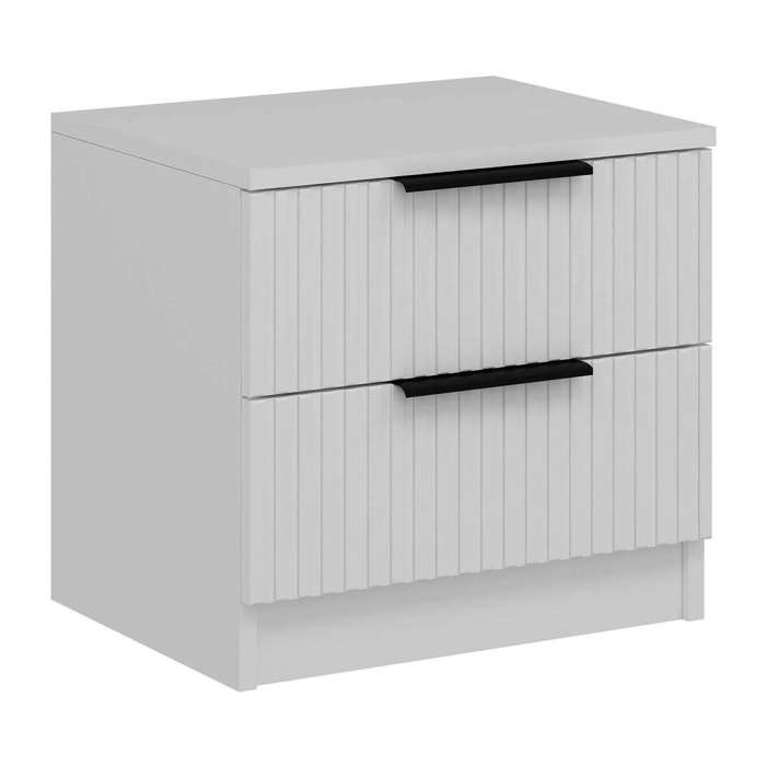 Comodino Meranti, Comò basso, Tavolino da notte, Mensola da letto, 50x40 h47 cm, Bianco