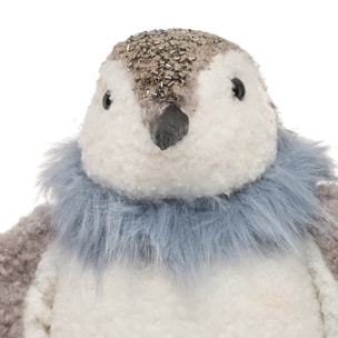 Pingouin de Noël gris et bleu H. 29 cm
