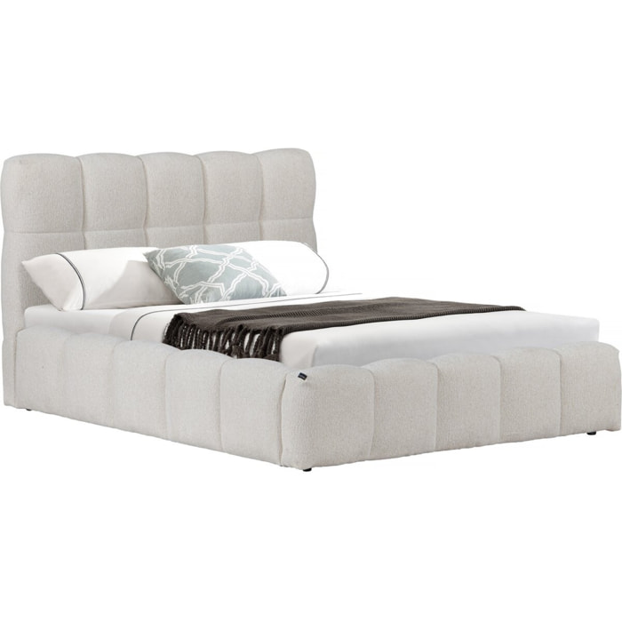 Lit double en tissu avec coffre "Davos" - 160 x 200 cm - Beige
