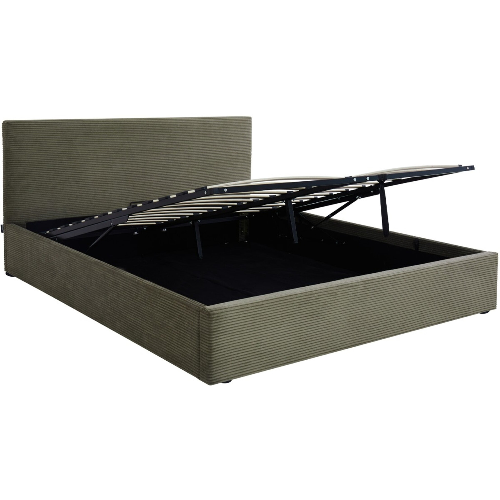 Lit coffre avec tête de lit en velours côtelé - TINA