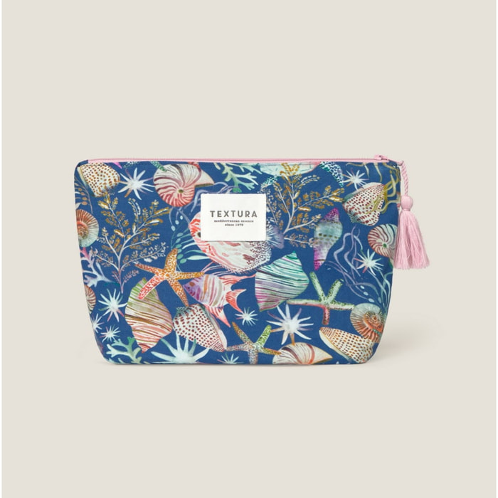 Neceser de algodón estampado mundo submarino Sia color azul
