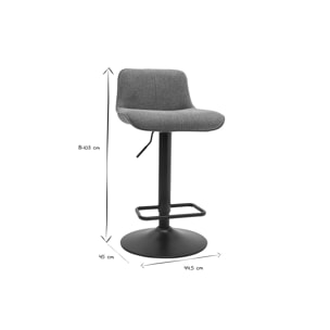 Tabourets de bar réglables pivotants 360° en tissu effet velours texturé terre brûlée et métal noir (lot de 2) BOOST
