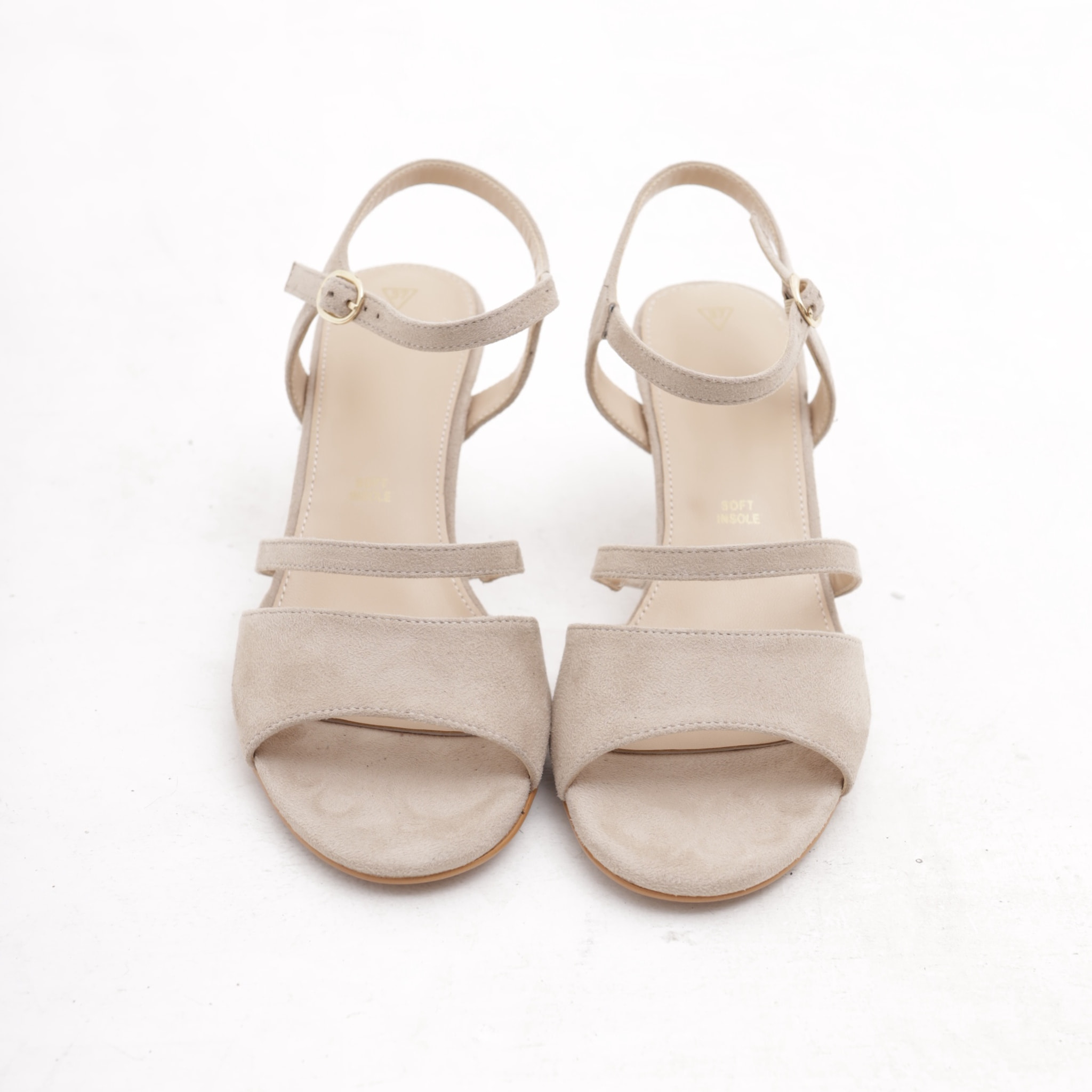 SANDALO DOPPIA FASCIA CON TACCO CHOCOLA' TORTORA