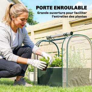 Mini serre de jardin jardinière métal - 68 x 50 x 70 cm - vert foncé