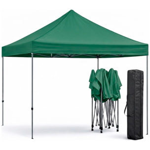Gazebo Professionale 3x3 M Richiudibile Automatico In Acciaio Con Telo Oxford 1200D PVC Impermeabile e Anti UV A Fisarmonica con Sacche Verde