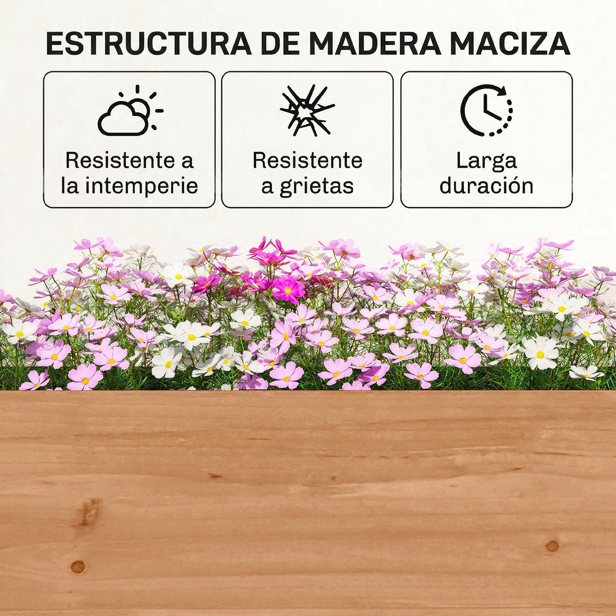 Jardinera de Madera de 4 Niveles, Jardinera Exterior Elevada con Orificios de Drenaje y Tela no Tejida, Macetero para Cultivos, Plantas, Flores, para Terraza, Jardín, 85x45x140 cm, Marrón