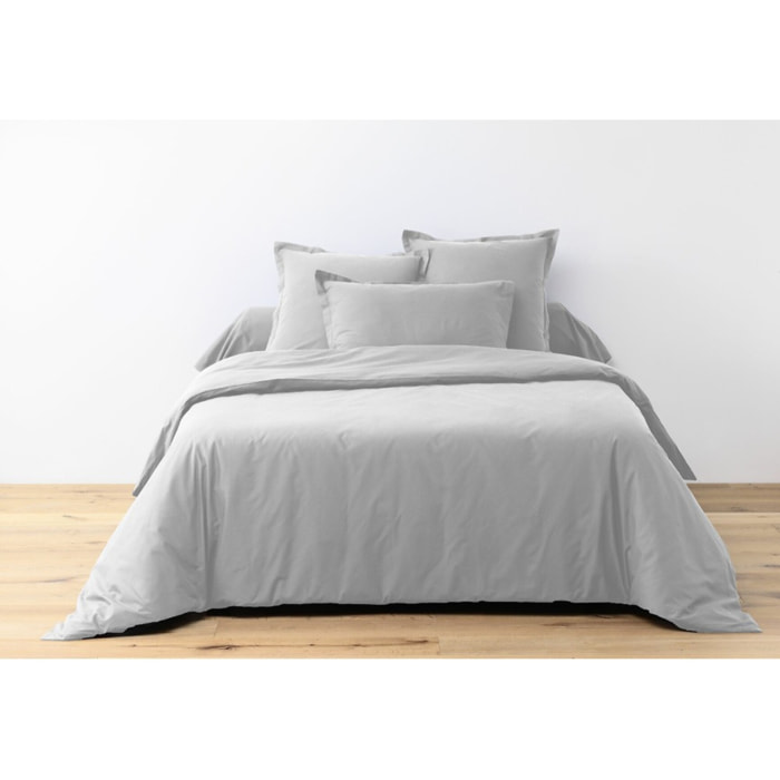 Parure De Drap 3pcs et Drap Housse 90x190cm Coton 57fils/cm2 Gris Clair