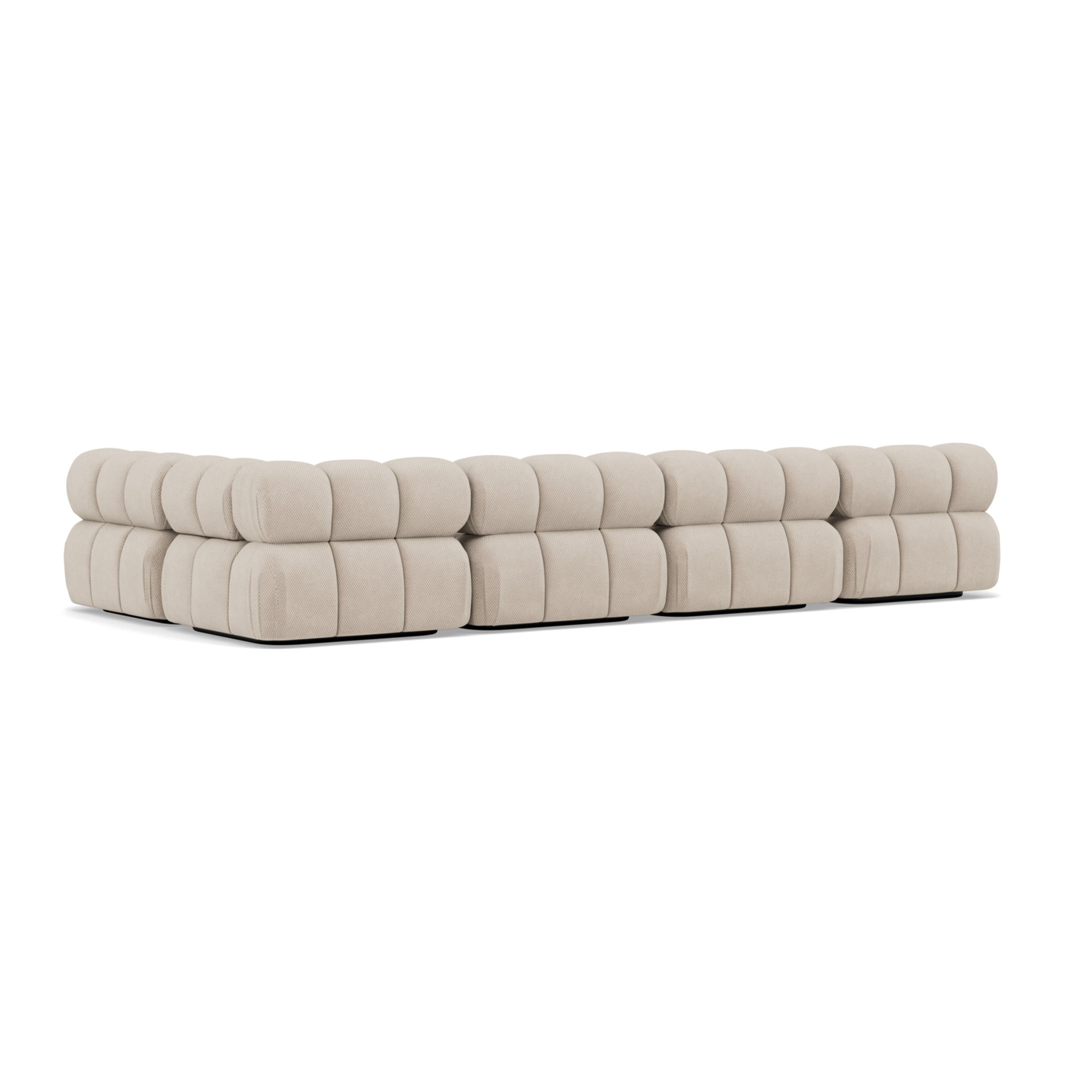 Ruby - canapé panoramique modulable d'angle droit 7 places en velours texturé - Beige
