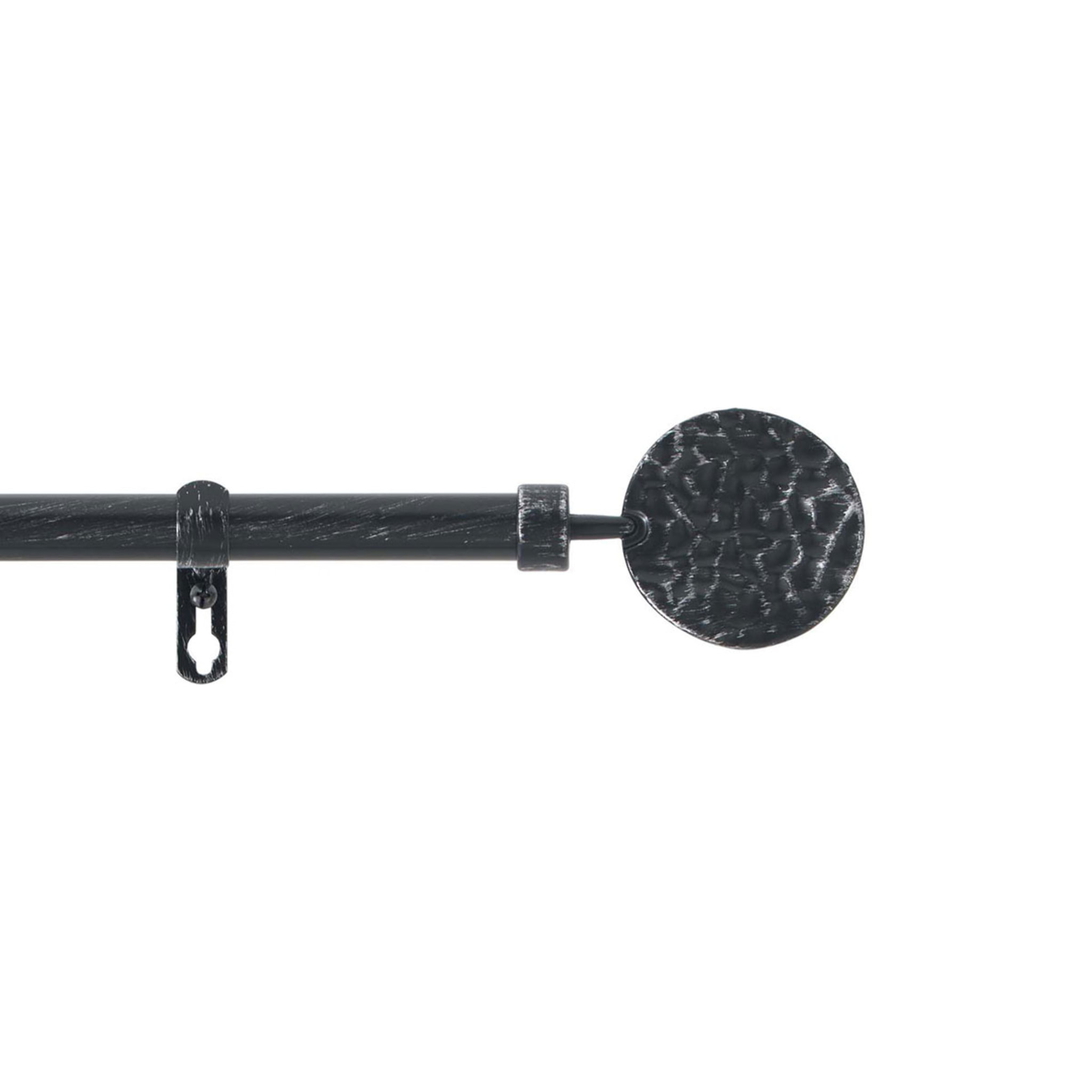 Kit de tringle déco avec embouts ronds martelés - Noir