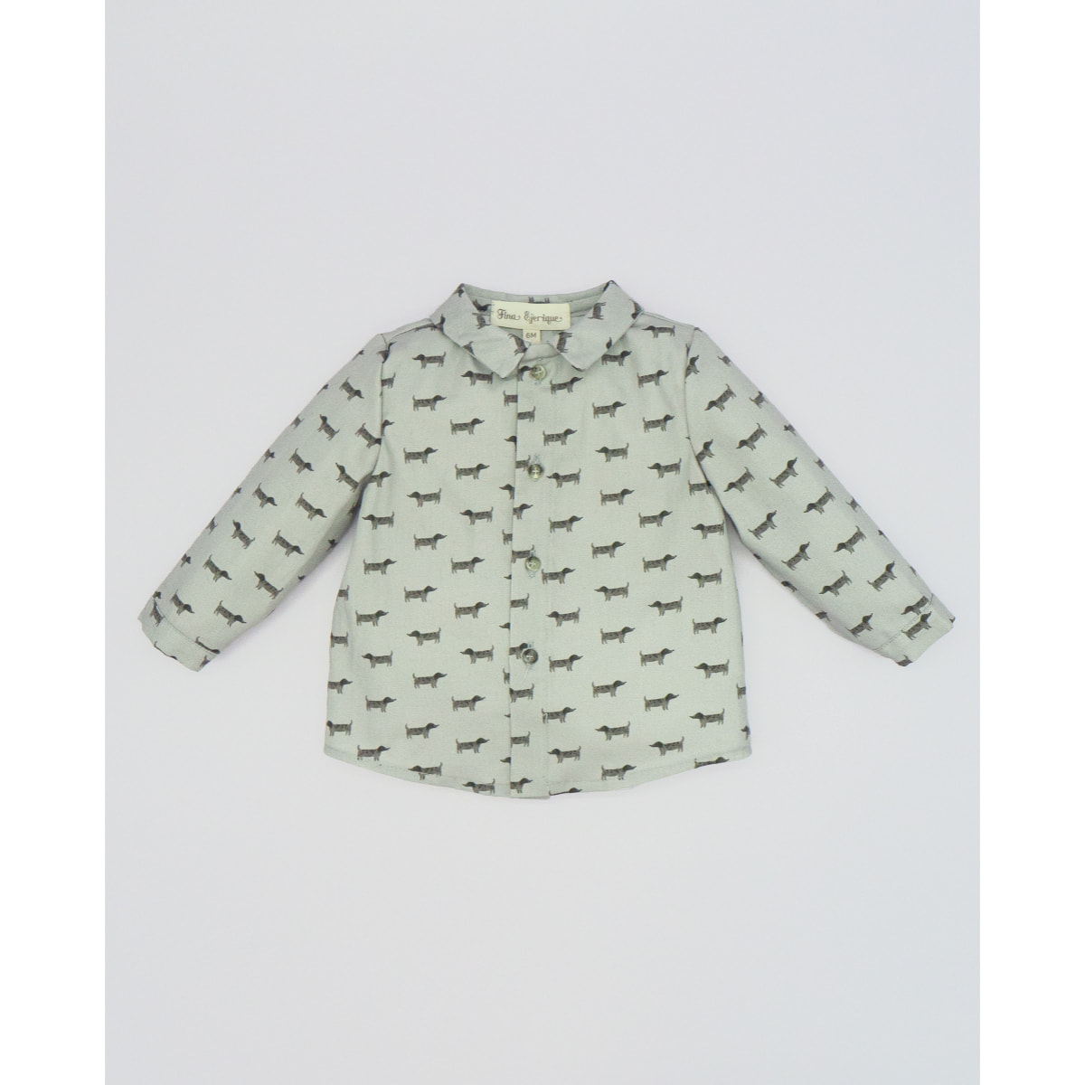 CAMISA CUELLO PICO PERRITOS GRIS