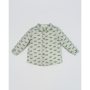 CAMISA CUELLO PICO PERRITOS GRIS