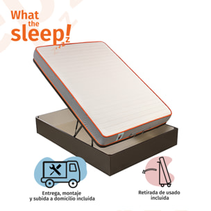 Colchón Viscoelástico Sostenible HR y Canapé Abatible Gran Capacidad Wengué Entrega, Montaje y Retirada usado incluido Pack SOUL · WHAT THE SLEEP