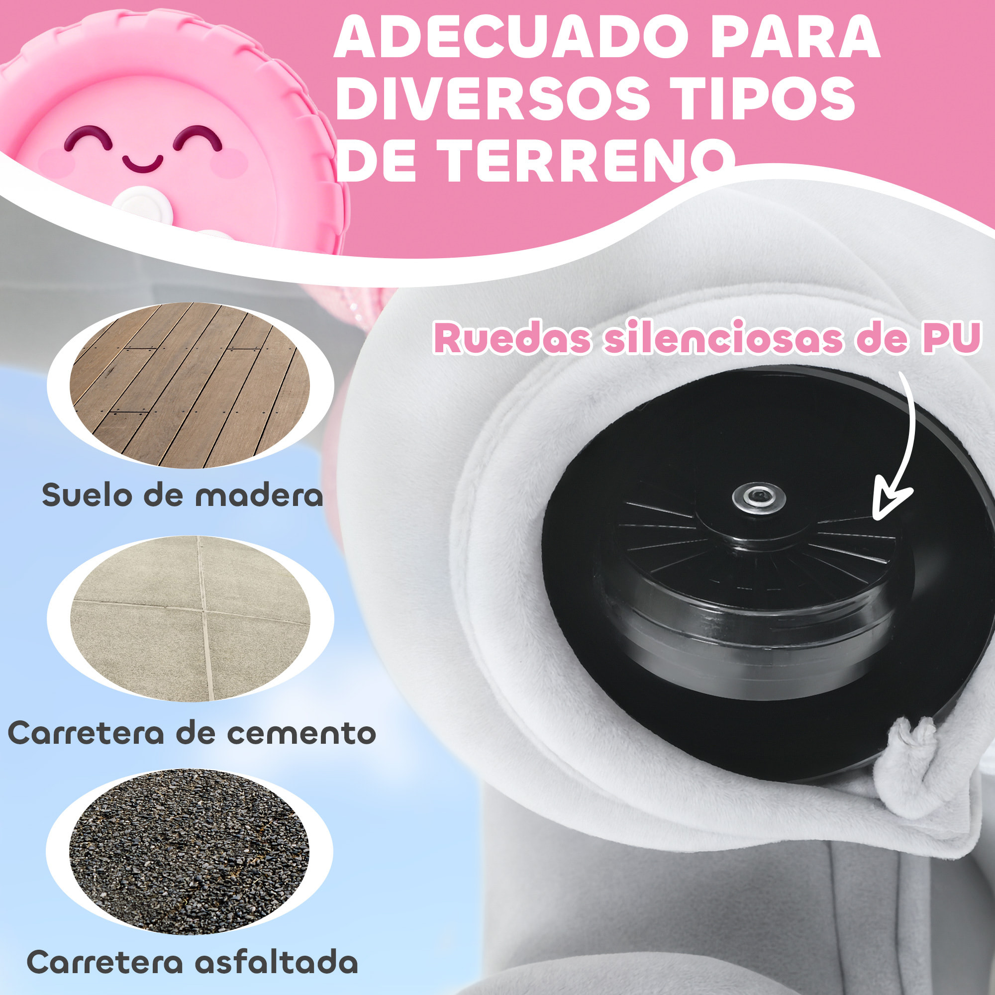 Elefante Eléctrico con Música, Batería 6V, Caballo de Juguete Eléctrico, Tacto Suave, Ruedas Silenciosas de PU, Pedal, Marcha Adelante, Regalo para Niños y Niñas de 1,5 a 5 Años, Gris