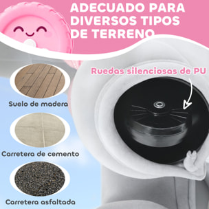 Elefante Eléctrico con Música, Batería 6V, Caballo de Juguete Eléctrico, Tacto Suave, Ruedas Silenciosas de PU, Pedal, Marcha Adelante, Regalo para Niños y Niñas de 1,5 a 5 Años, Gris