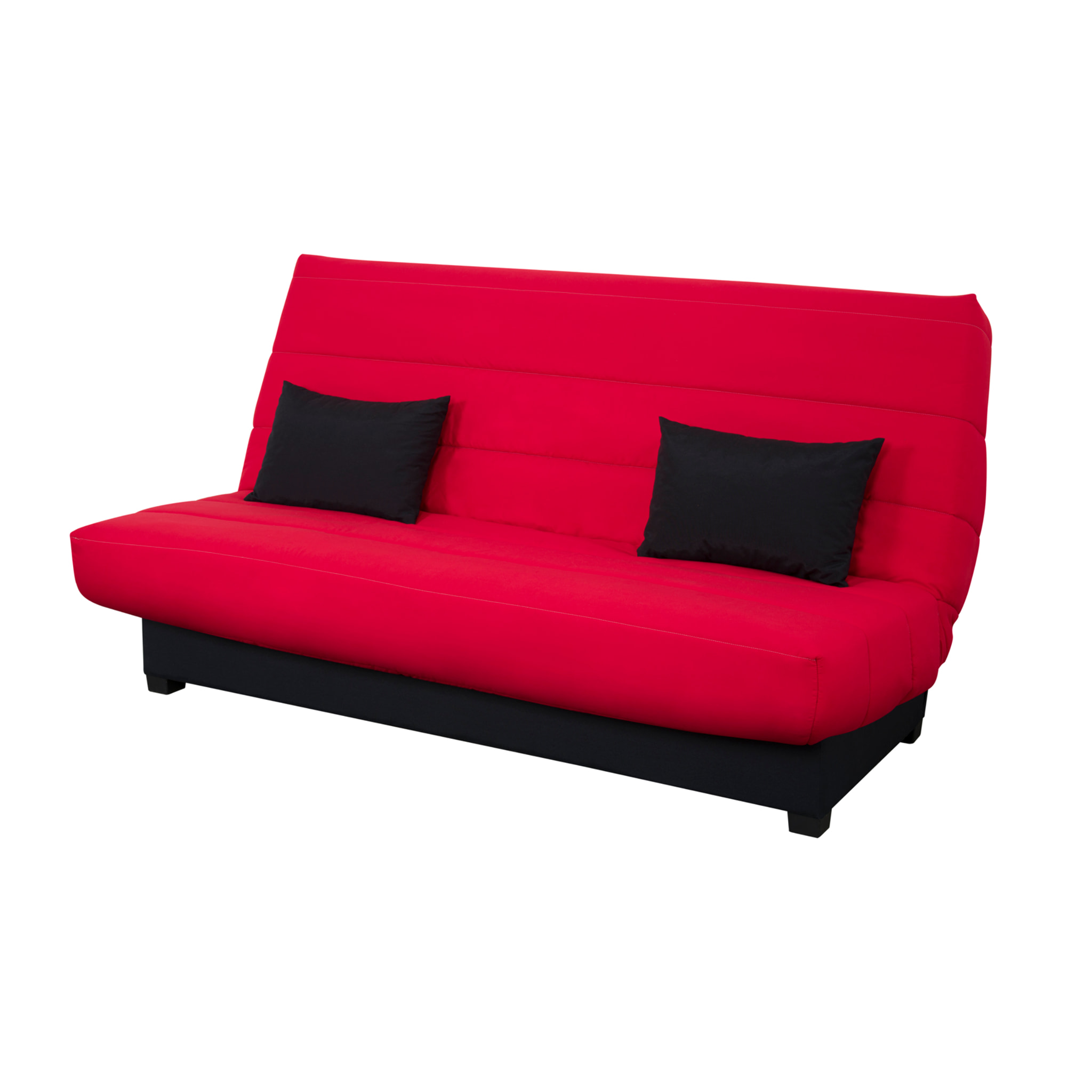 Canapé convertible Olivia, matelas Simmons, 130 x 190 cm, 2 coussins offerts, rouge
