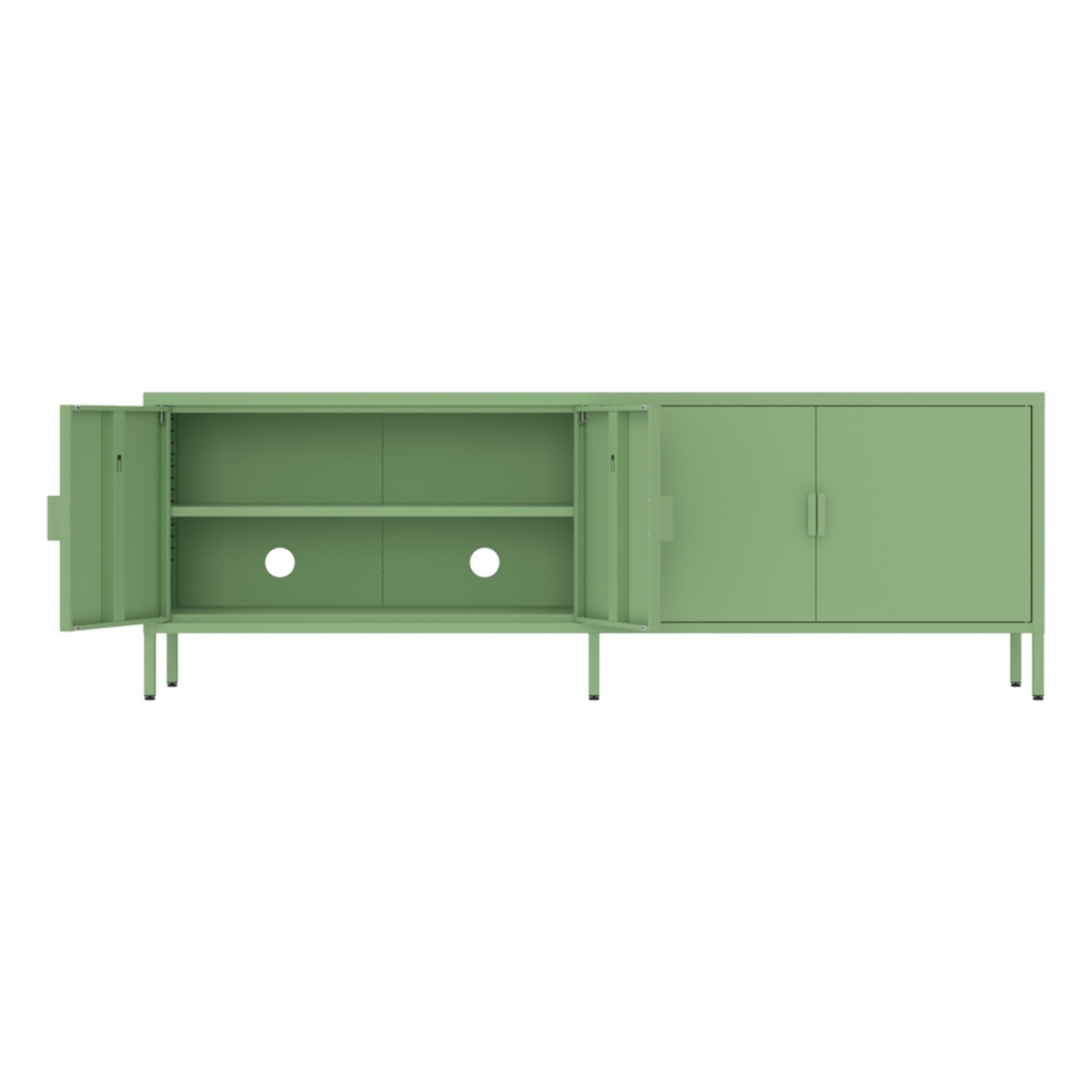 Mobile tv basso in metallo 4 ante 162x40x57 cm verde - Pop