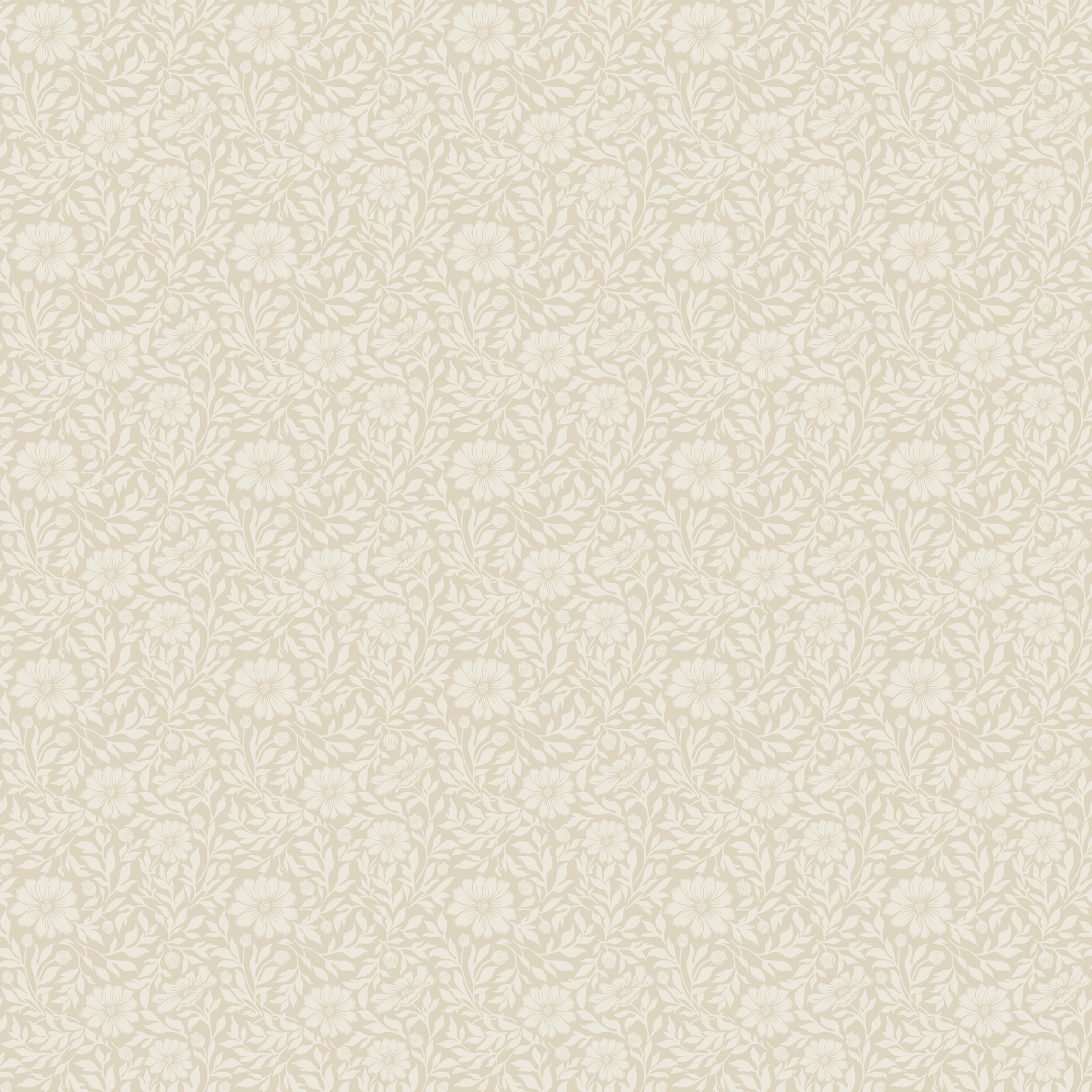 Papier peint floral tissé beige ivoire délicat