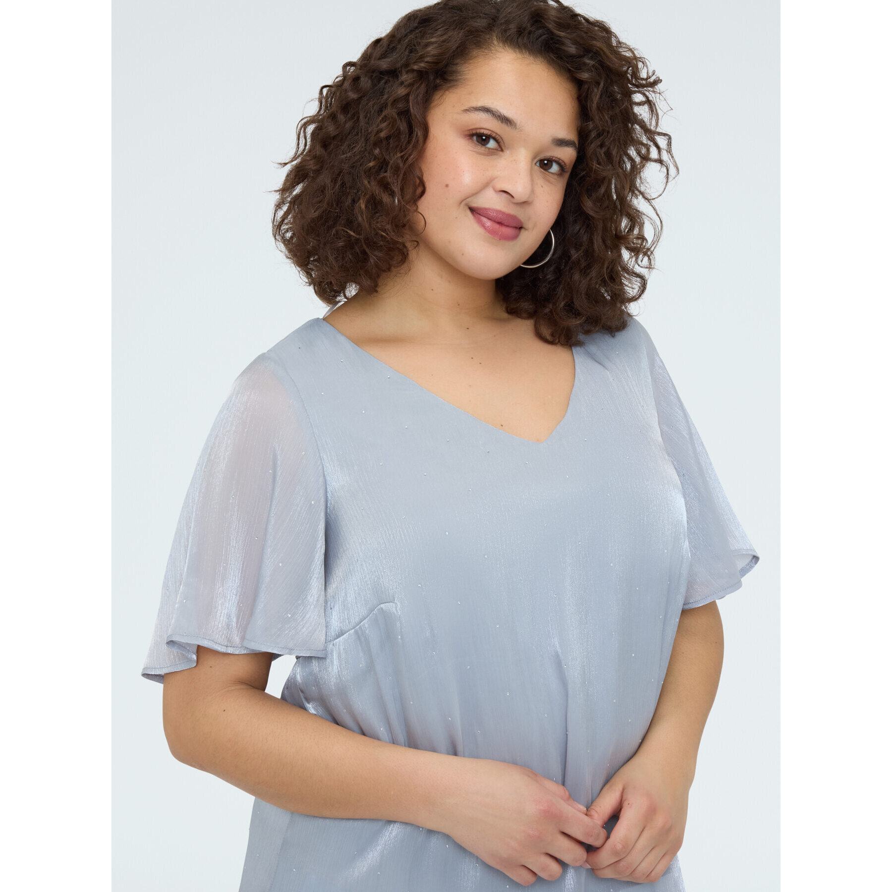 Fiorella Rubino - Blusa textura metalizada con puntos de luz - Gris