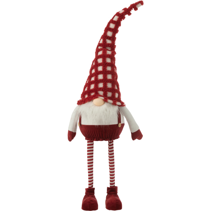 J-Line figurine Lutin Chapeau à Carreaux Debout Qui Bouge - textile - rouge/blanc