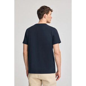 Camiseta azul marino básica de cuello redondo con detalle bordado