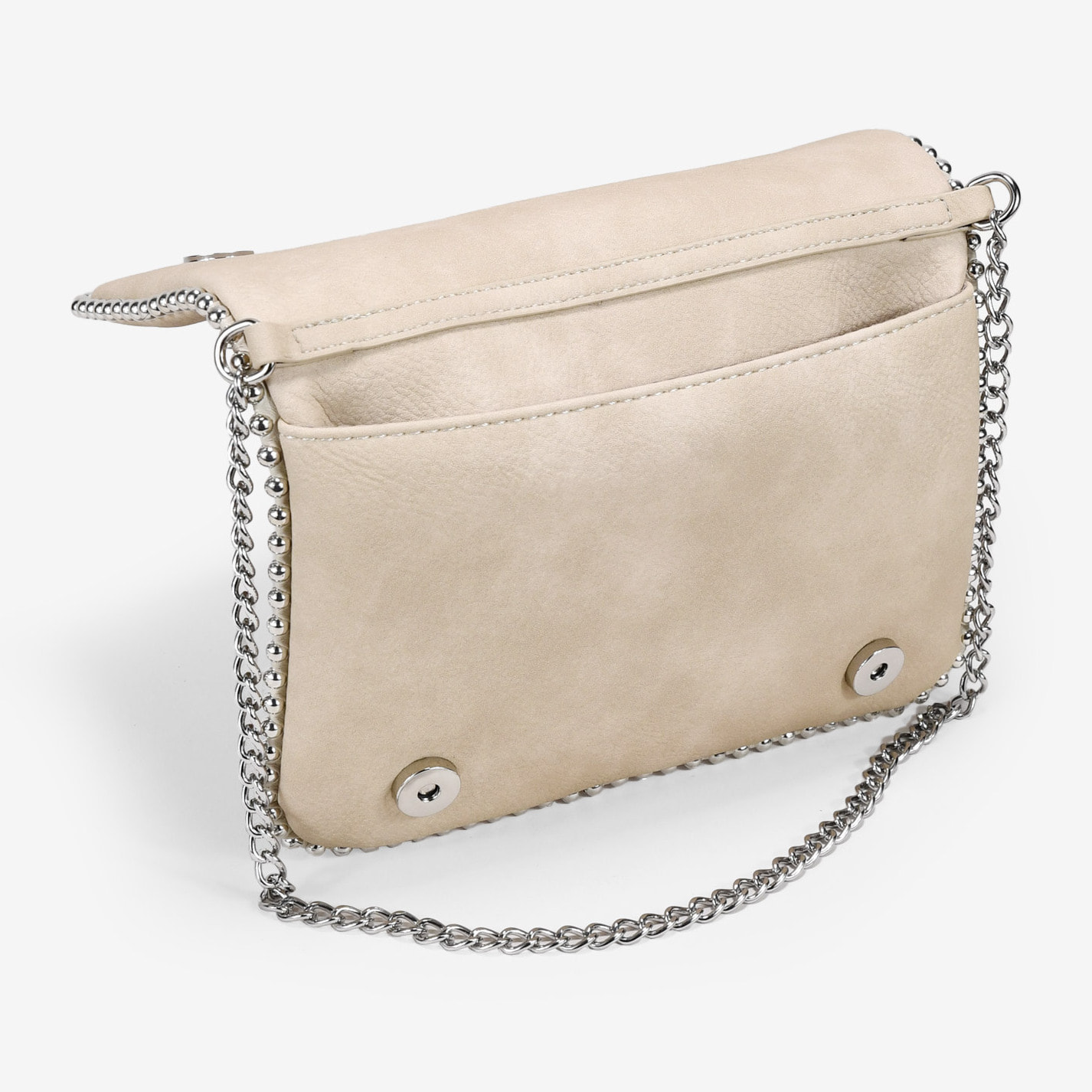 Bolso de hombro beige con cadena