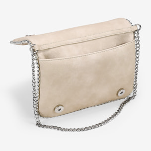 Bolso de hombro beige con cadena