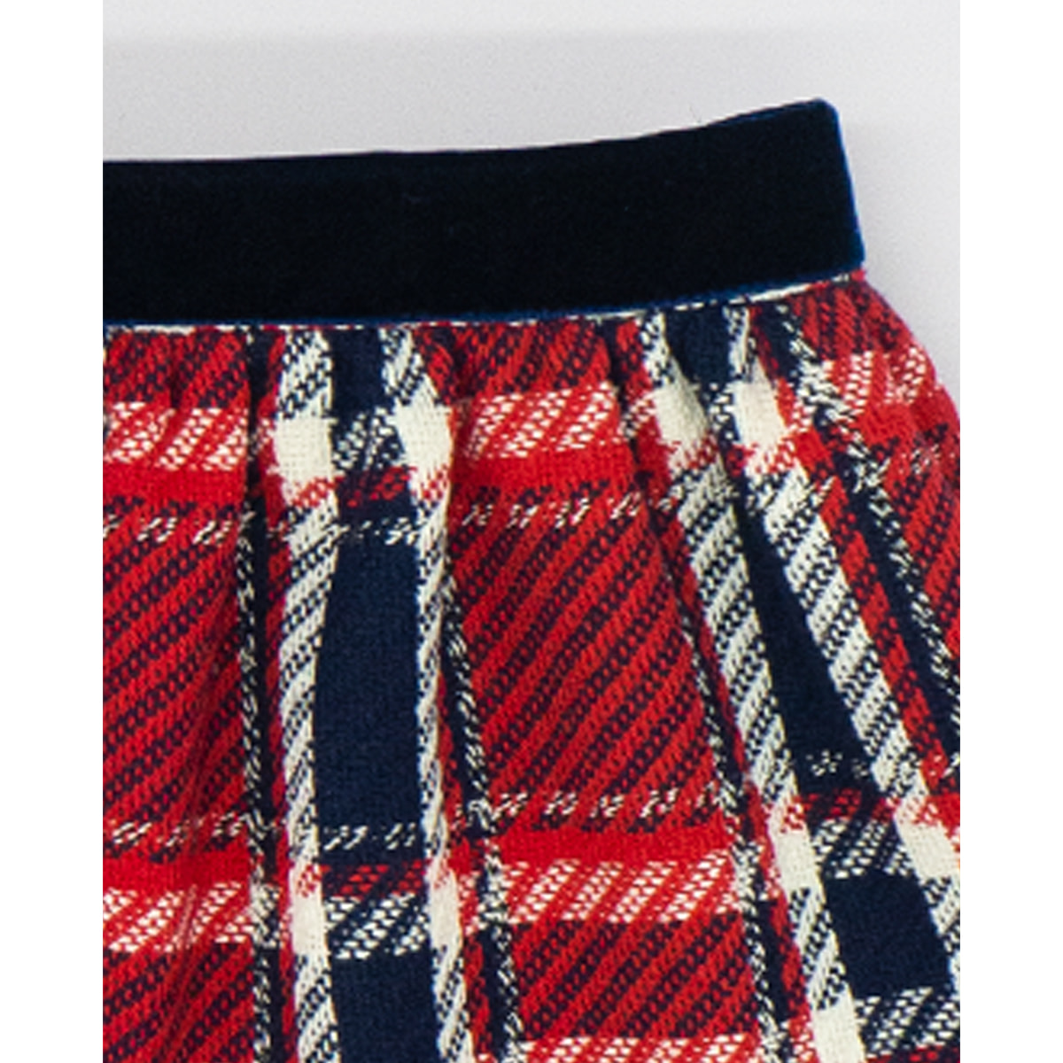 FALDA CUADROS CINTA TERCIOPELO ROJO Y AZUL
