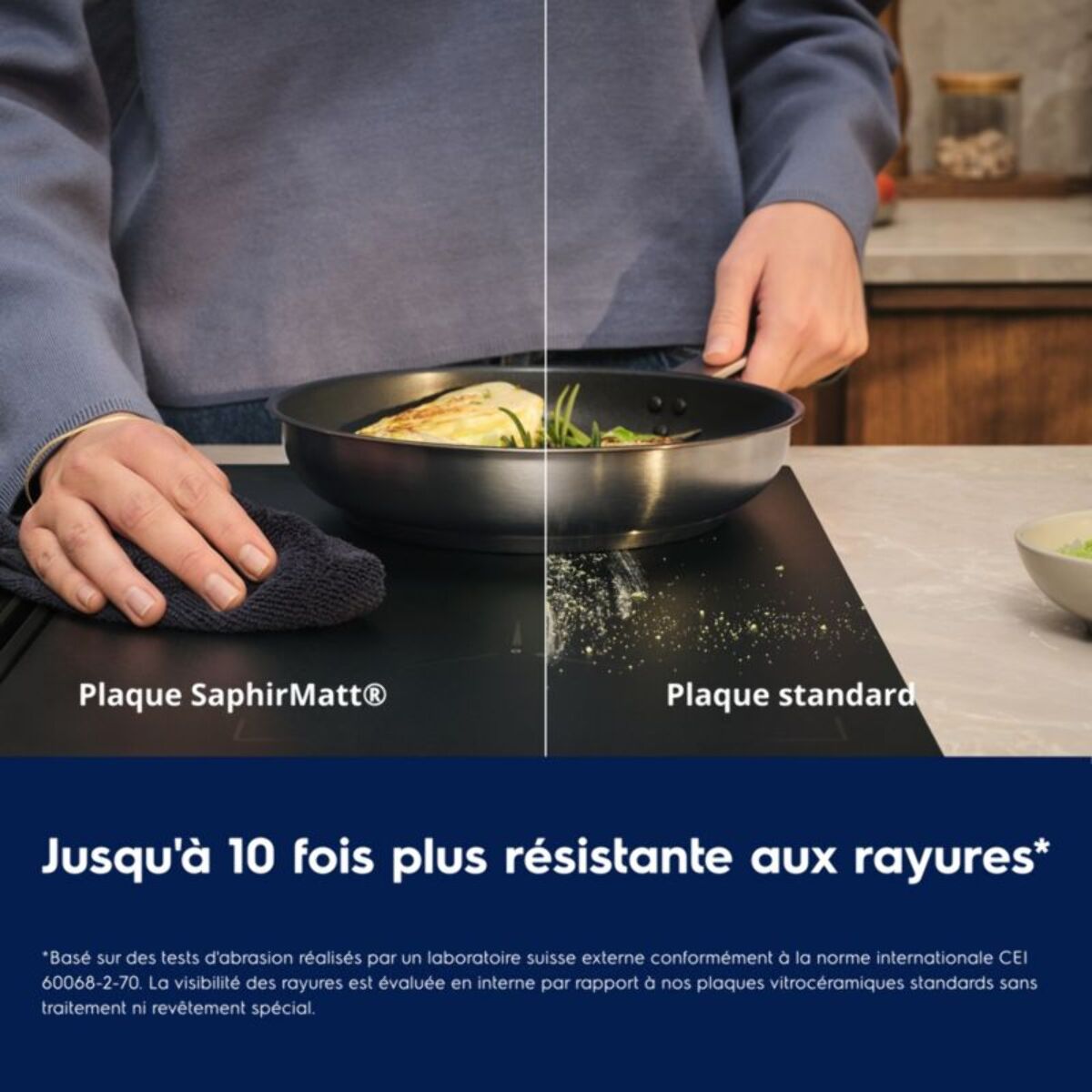 Plaque induction aspirante ELECTROLUX KCC73443CZ SaphirMatt - Hotte intégrée et Anti-rayures