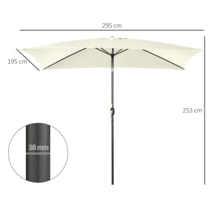 Sombrilla de Terraza Exterior 198x294 cm Parasol de Terraza Exterior con Ángulo Ajustable Mástil de Aluminio y Anti-UV Sombrilla para Jardín Patio Crema