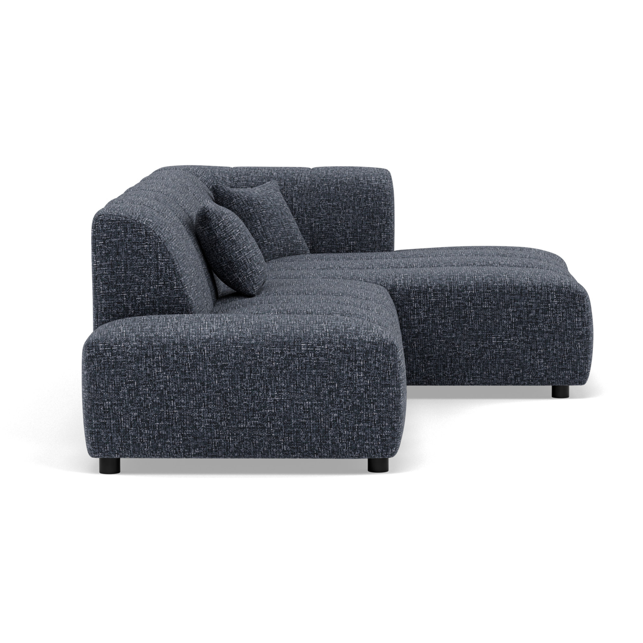 Curtis - canapé d'angle droit 4 places sans accoudoir en tissu texturé - Bleu