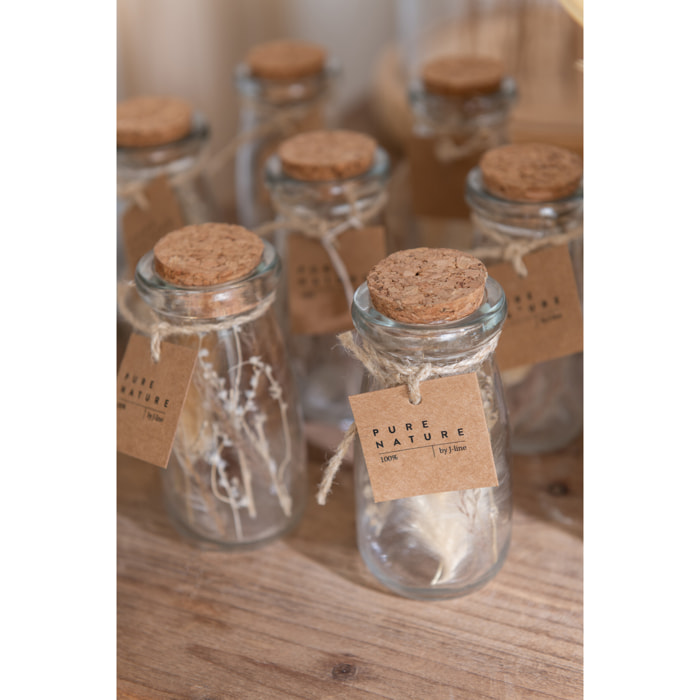 J-Line Bouteilles Fleurs Sechees Verre Naturel Extra Small Assortiment De 2